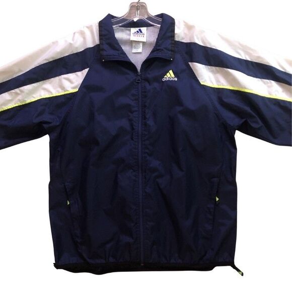 Adidas 3 Stripe Full Zip Windbreaker Jacket Mens Size XL Wooshing 90s VTG Neon - Picture 1 of 16